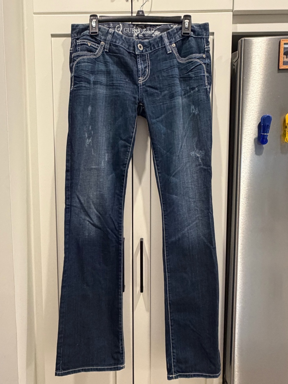 Y2K Guess Women's Dark Indigo Flare Jeans size 29